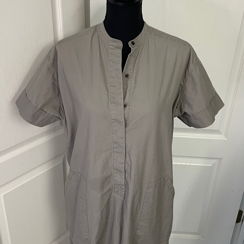 All Saints Alexa shirt taupe shift dress US 4 oversized fits S M minimalistic - Picture 3 of 11